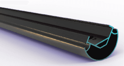 LP Tent GP round tinted anodised aluminium frame profile, cross-section