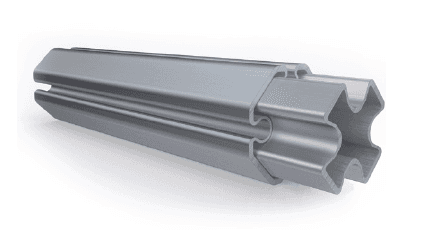 LP Tent XP grooved anodised aluminium frame profile, cross-section