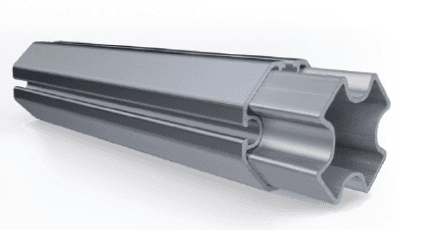 LP Tent ZP grooved anodised aluminium frame profile, cross-section