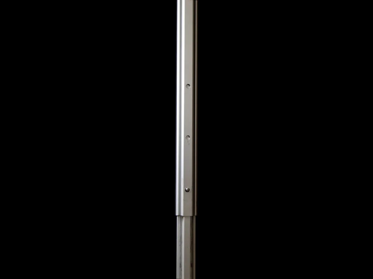 XP grooved anodised aluminium leg profile with height-stop holes, close-up