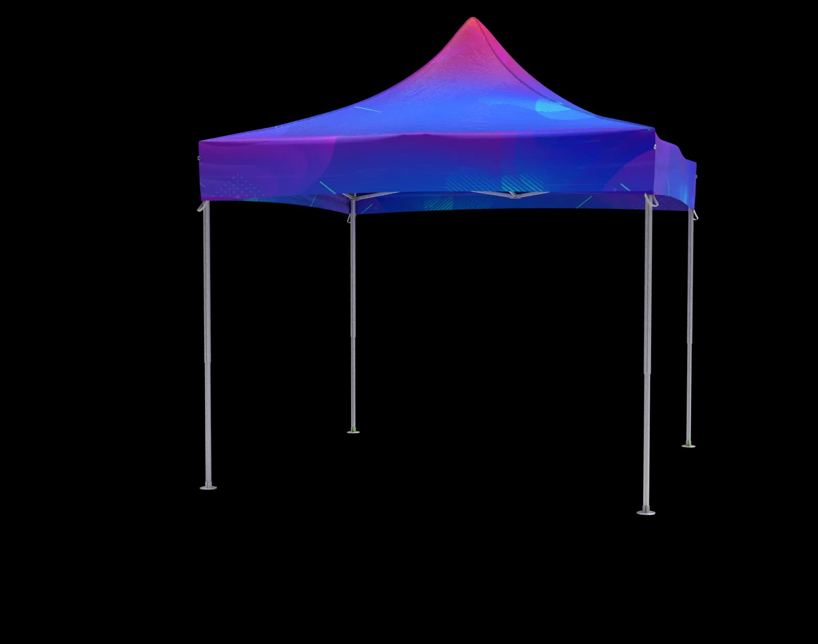Printed canopy roof on an LP Tent pop-up gazebo, full-colour branded roof panel