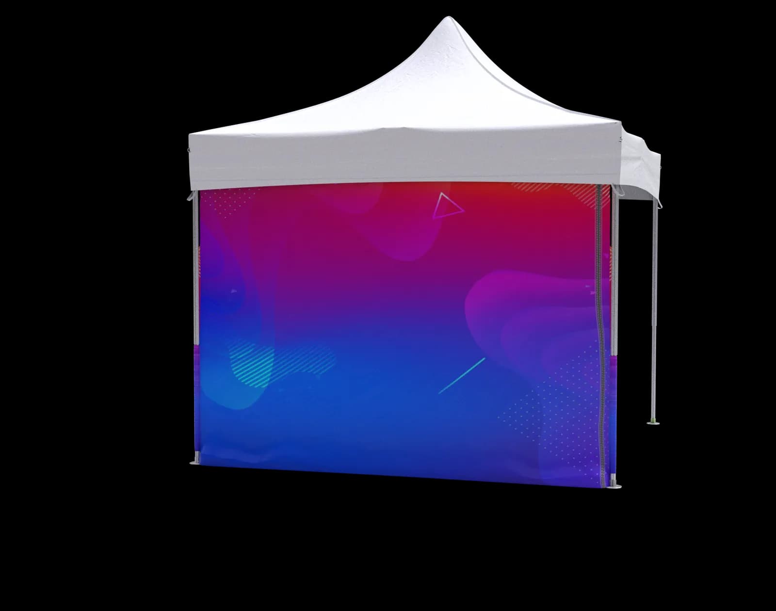 Full printed wall on an LP Tent pop-up gazebo, branded sidewall panel